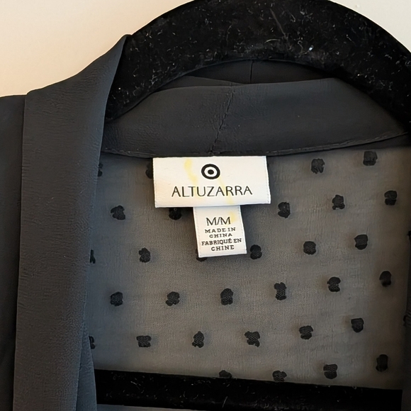 Altuzarra Swiss Dot Sheer Tie-Neck Flowy Elegant Timeless Black Sheer Blouse - Picture 11 of 13